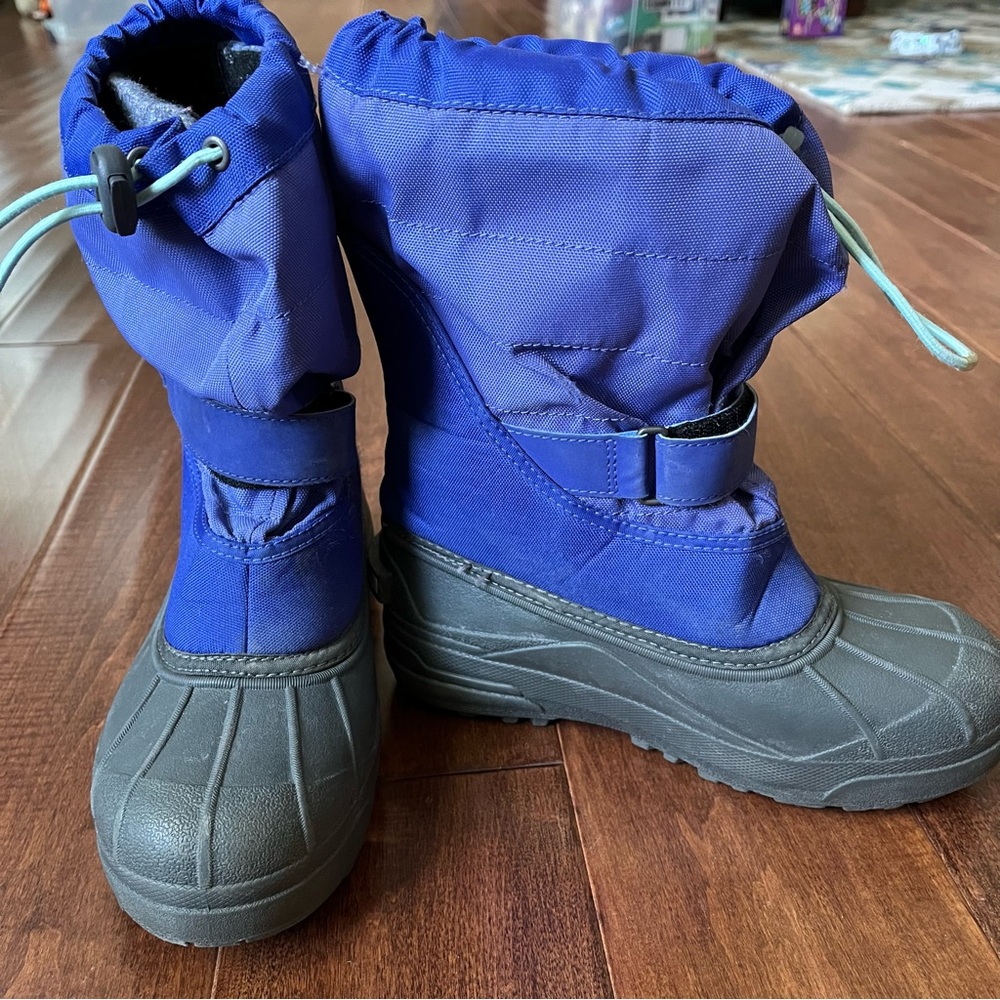 Columbia Powderbug Kids Blue Winter Snow Boots Size 5 Big Boy